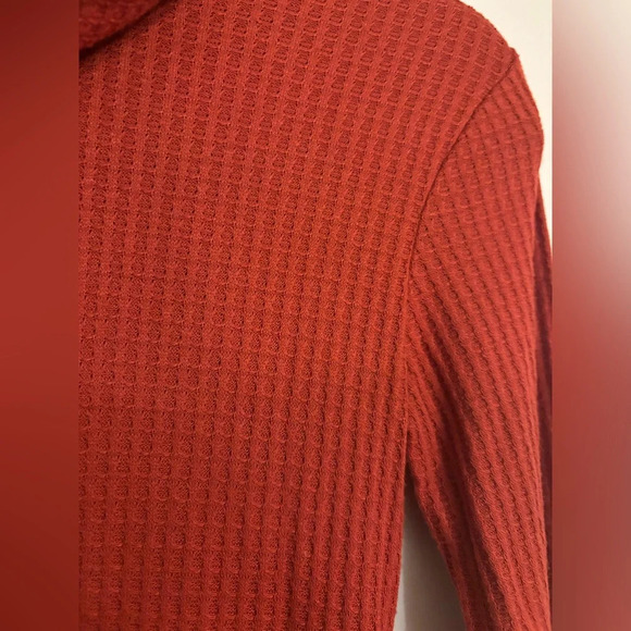 No Comment Womens Long Sleeve Turtleneck Rust Waffle Weave Bodycon Dress Sz Sm - Picture 2 of 8